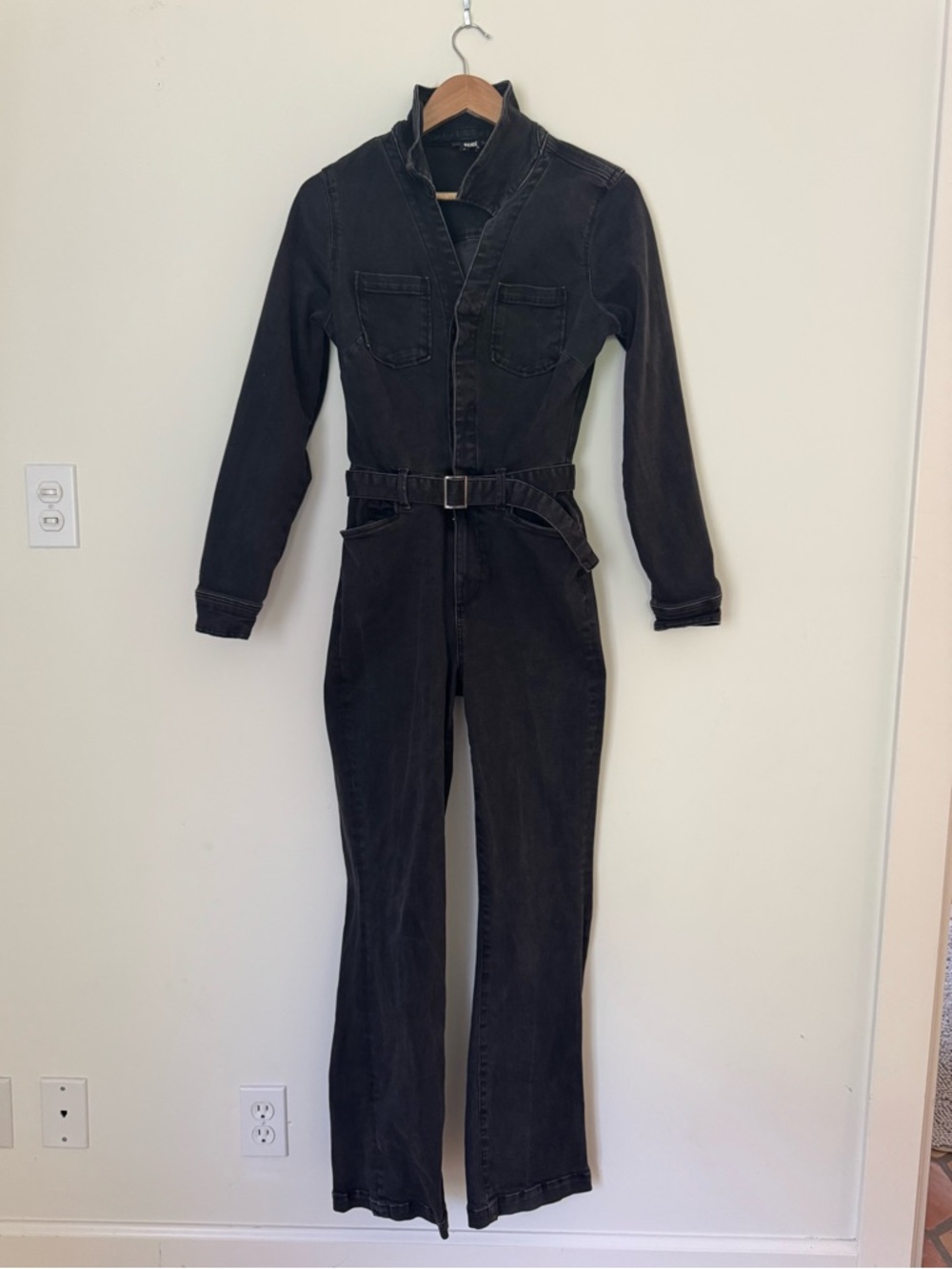 PAIGE Black Denim Jumpsuit with Utility Details